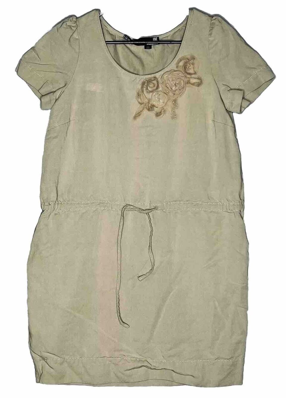 LOVE Moschino Tan Shift Dress w/ Rosettes & Belt Tie Sz 10 (US) 46 (IT)